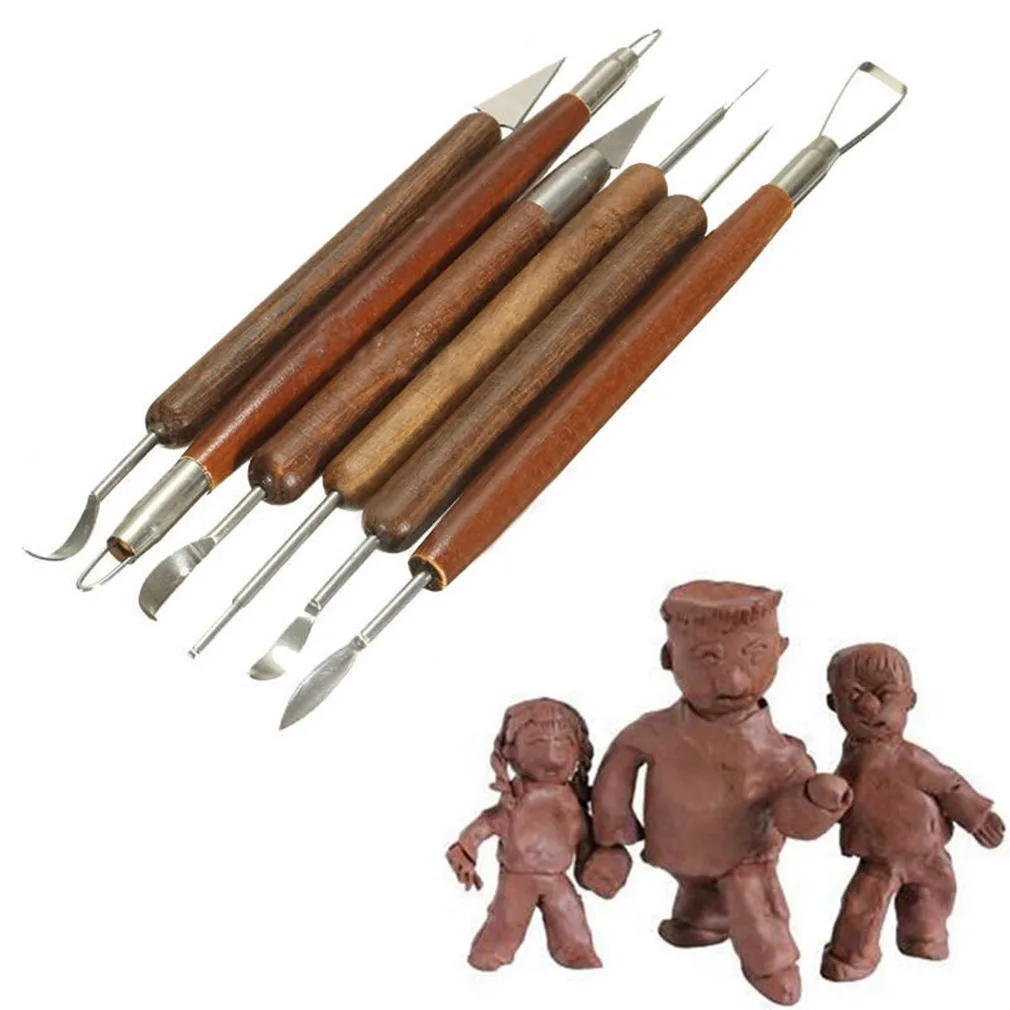 6 sets of carved clay sculpture tools modern minimalist pottery clay sculpture tool set Carving tools