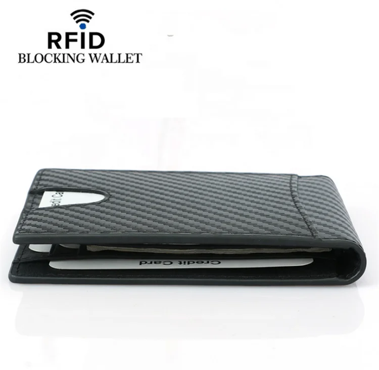 Carbon fiber Money Clip Wallet Mens Wallets slim Front Pocket RFID Blocking Card Holder Minimalist Mini Bifold with Gift Box