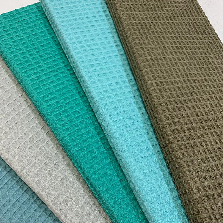 Good Absorption Plain Dyed Polyester Microfiber Big Waffle Cloth Weaving Towel Fabric
