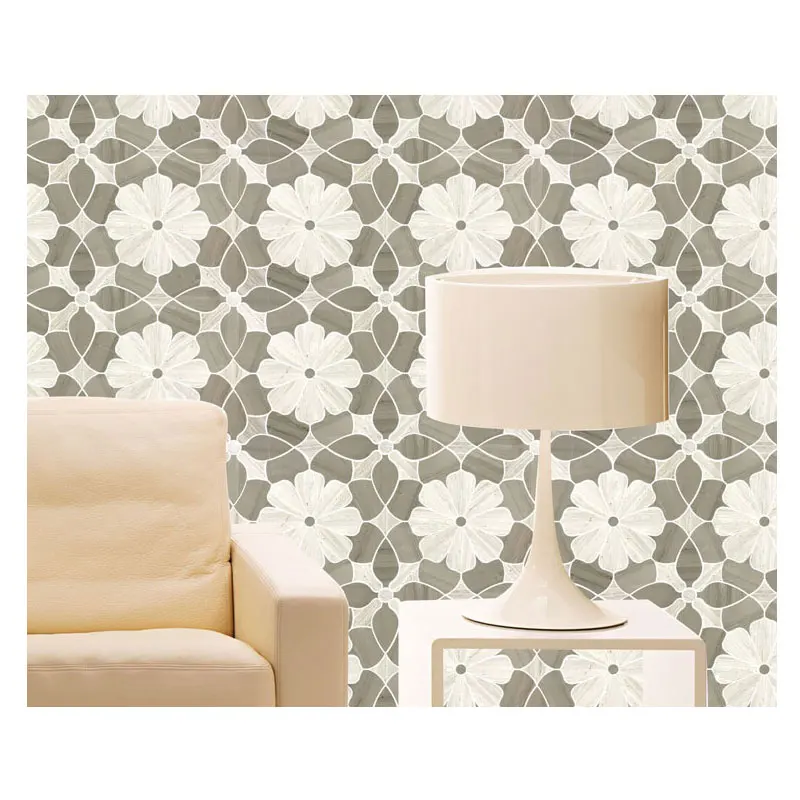 flower mosaic marble tiles 100% genuine stone waterjet marble flower tiles mixed colors interior home wall decor veneer flooring