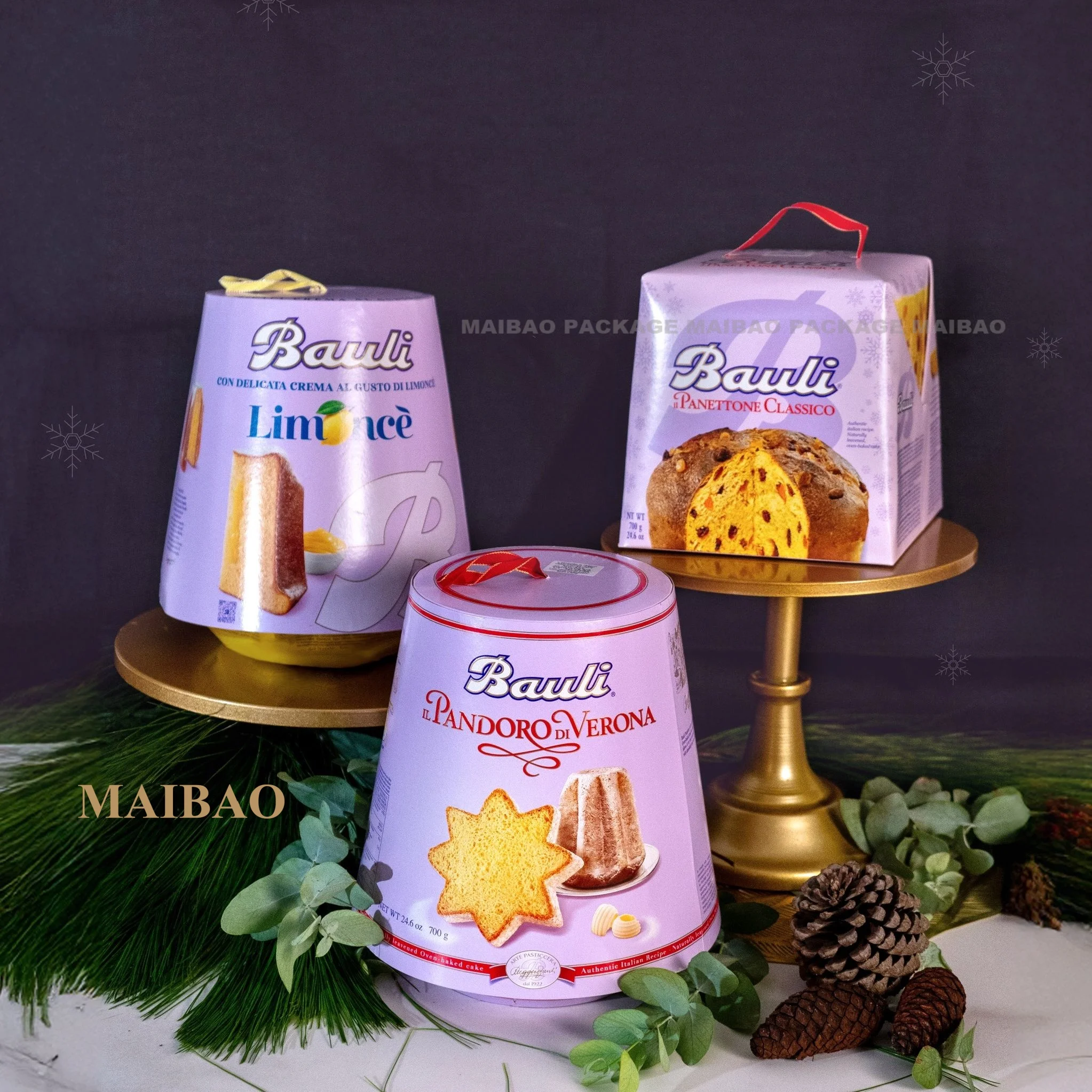 Wholesale Cake Dessert Takeaway Boxes Italian Classic Panettone Round Box Cupcake Packaging Paper Customized Box For Panettone