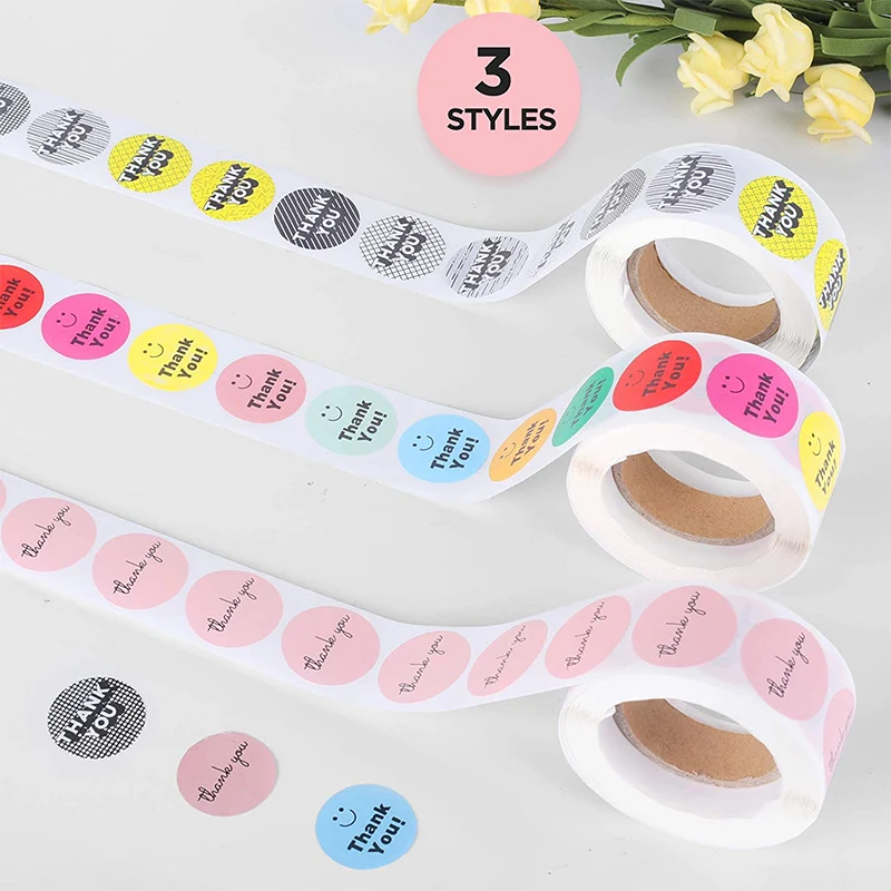 Custom Logo Thank you Smile Design Round Logo Cake Box Hot Stamping Kraft Paper Labels Gift Cosmetics Packaging Seals Sticker