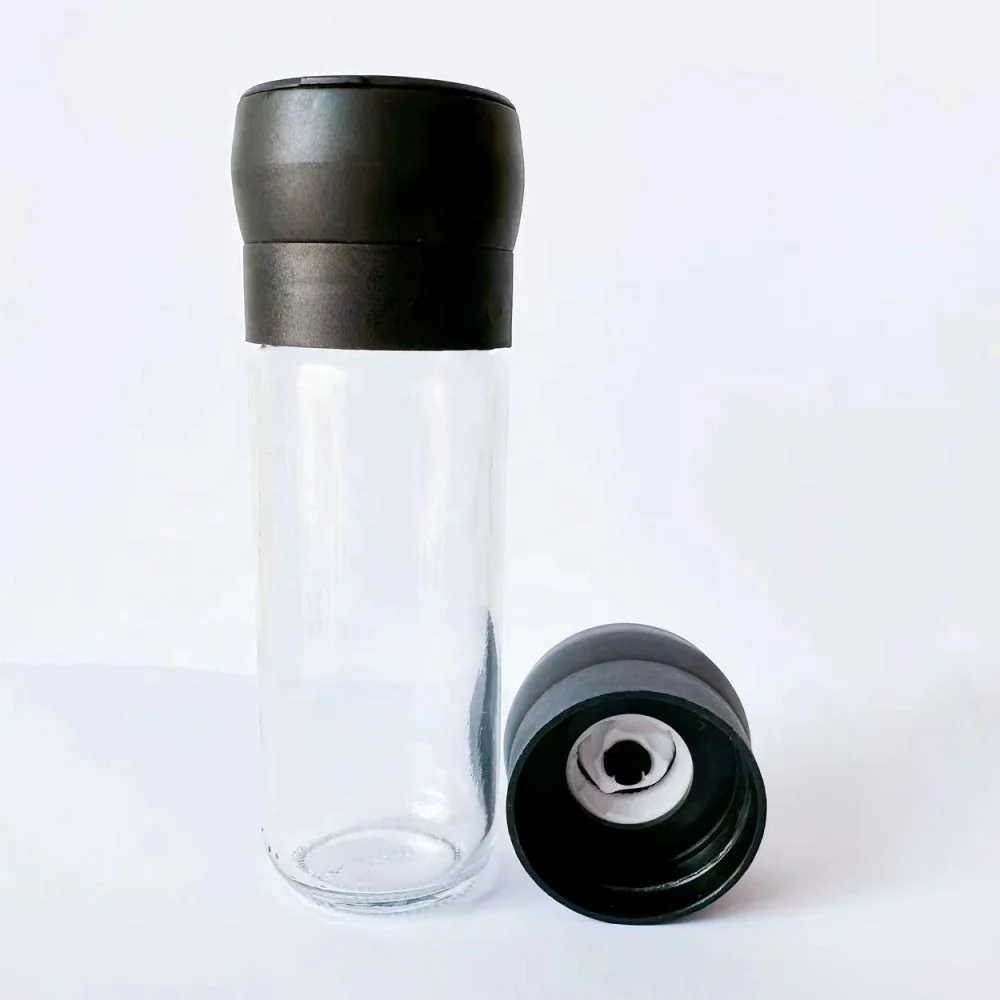 manual plastic spice grinder salt and pepper mill sea salt grinders black pepper mills set with 100ml glass bottle