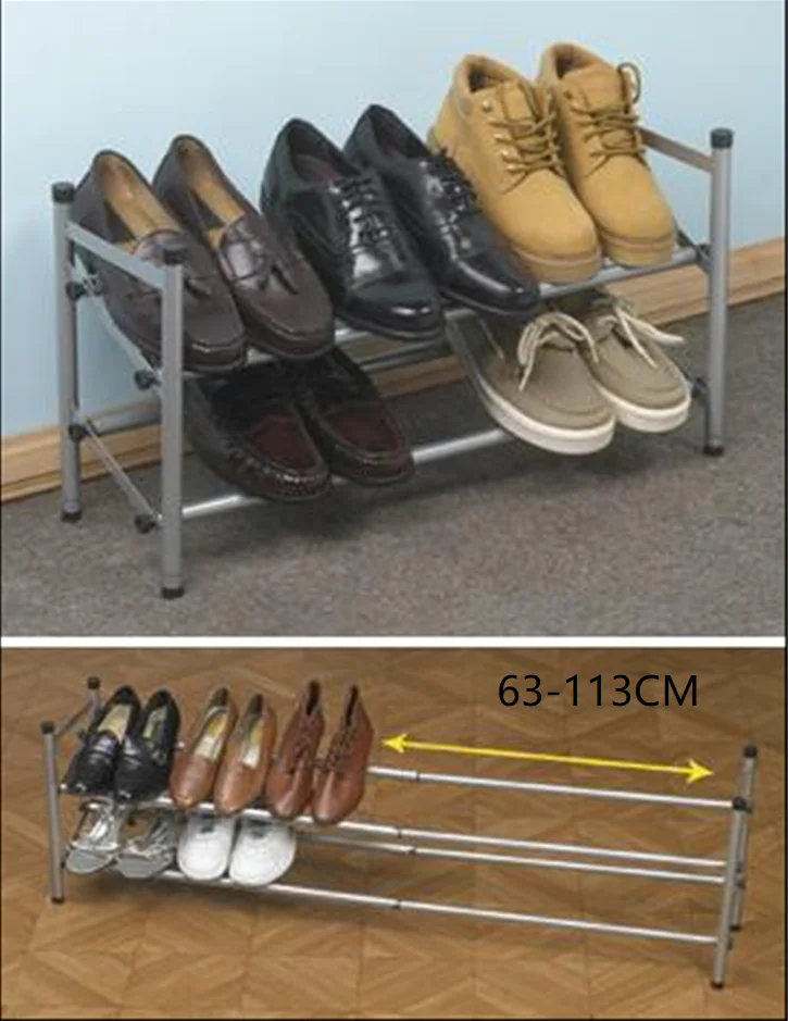 Extendable width metal shoe rack storage rack of shoe closets
