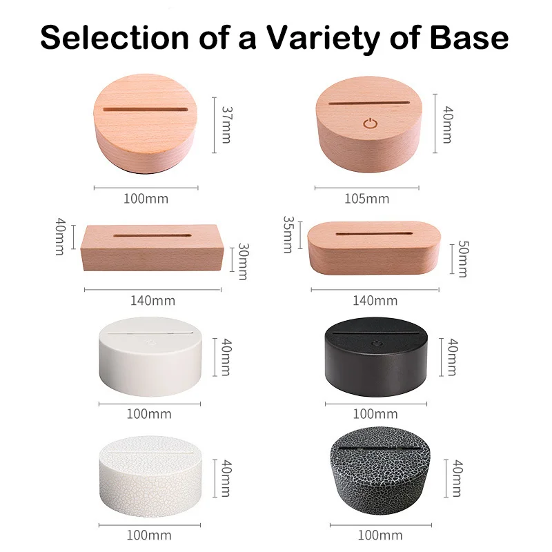 3D Acrylic Night Lights Visual Creative LED Desk Lamp Remote Control and Touch Control 7 16 Colors USB  Plug Battery Powered