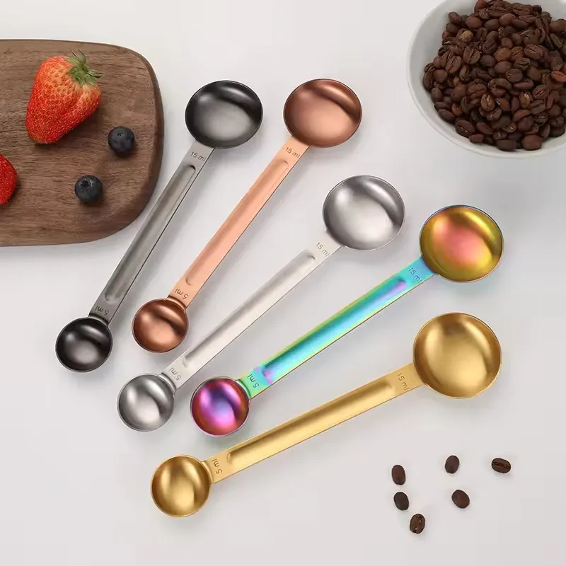 Dual Sided Stainless Steel Measuring Spoon 1 Tbsp 15ml and 5ml Coffee Scoop For Measuring