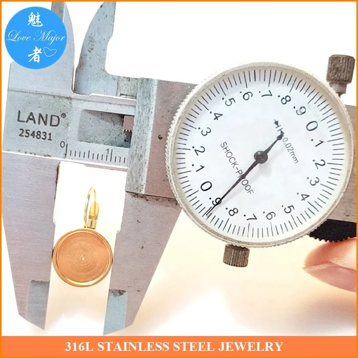 18K Gold Plated Bezel Base Earrings Jewelry Findings and Components Stone Stainless Steel Jewelry Making