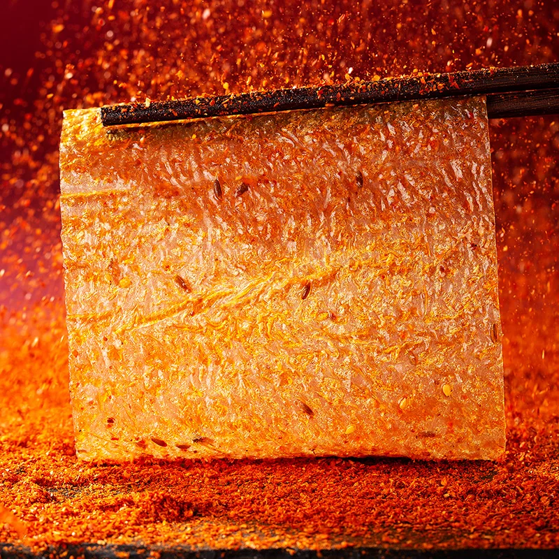 
chinese Genji Food hot spicy bean curd sheets snack spicy yummy ready to eat spicy bean food dried soybean slice lapian 