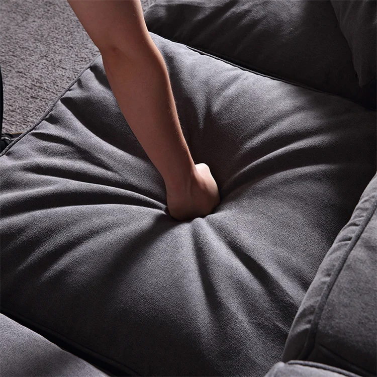 Custom Luxury Living Room Deep Grey Comfortable Thick Upholstered Convertible one person Fabric Sofa
