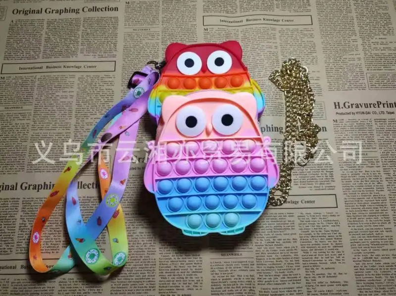 Рождественская Детская сумка-антистресс с пузырьками радужная сумка для девочек рисунком совы ананаса авокадо