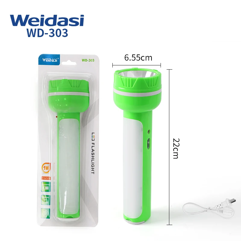 CE RoHS rechargeable LED emergency torch light plastic most powerful led working euro power flashlight torch made in China