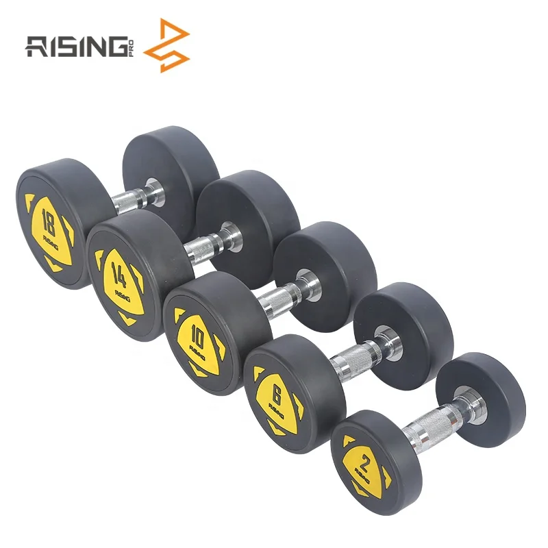 Strength Equipment Workout Training Equipment Urethane Custom Commercial PU customer logo dumbbells