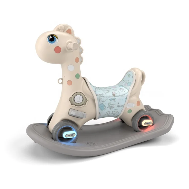 High Quality Baby Rotating Glow Musical Toddler Walker Plastic Kids Unicorn Cartoon Rocking Horse Ride On Animals Toy