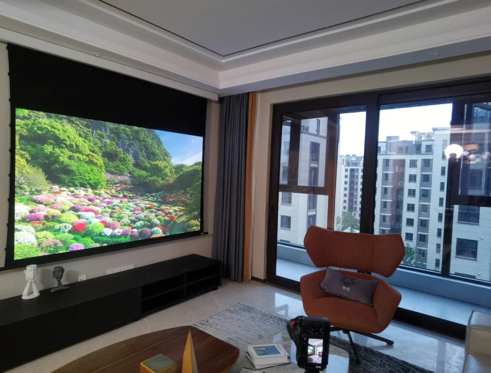 120-180 Inch 4K 3D Daylight Room Black Diamond Motorized Tension Projector Screen ALR Projection Screen For Long Throw Projector