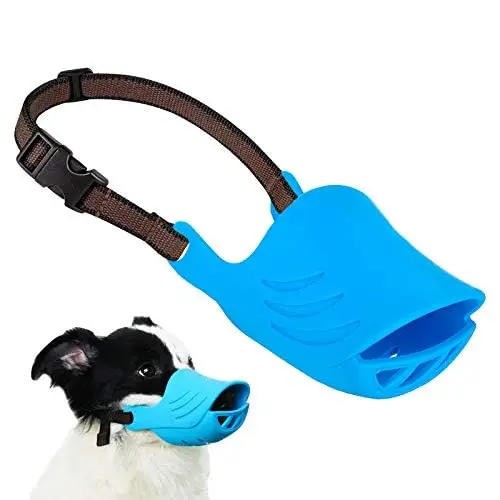 Prevent Barking Biting and Chewing Snout with Adjustable Strap Soft Duck Shape Silicone Mouth Cover Muzzle