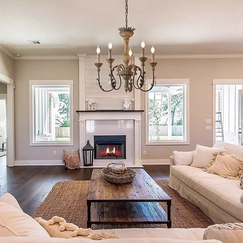 Modern wood Pendant Light Kitchen Island lamp crystal chandelier Hanging Light for Dining Room home hotel