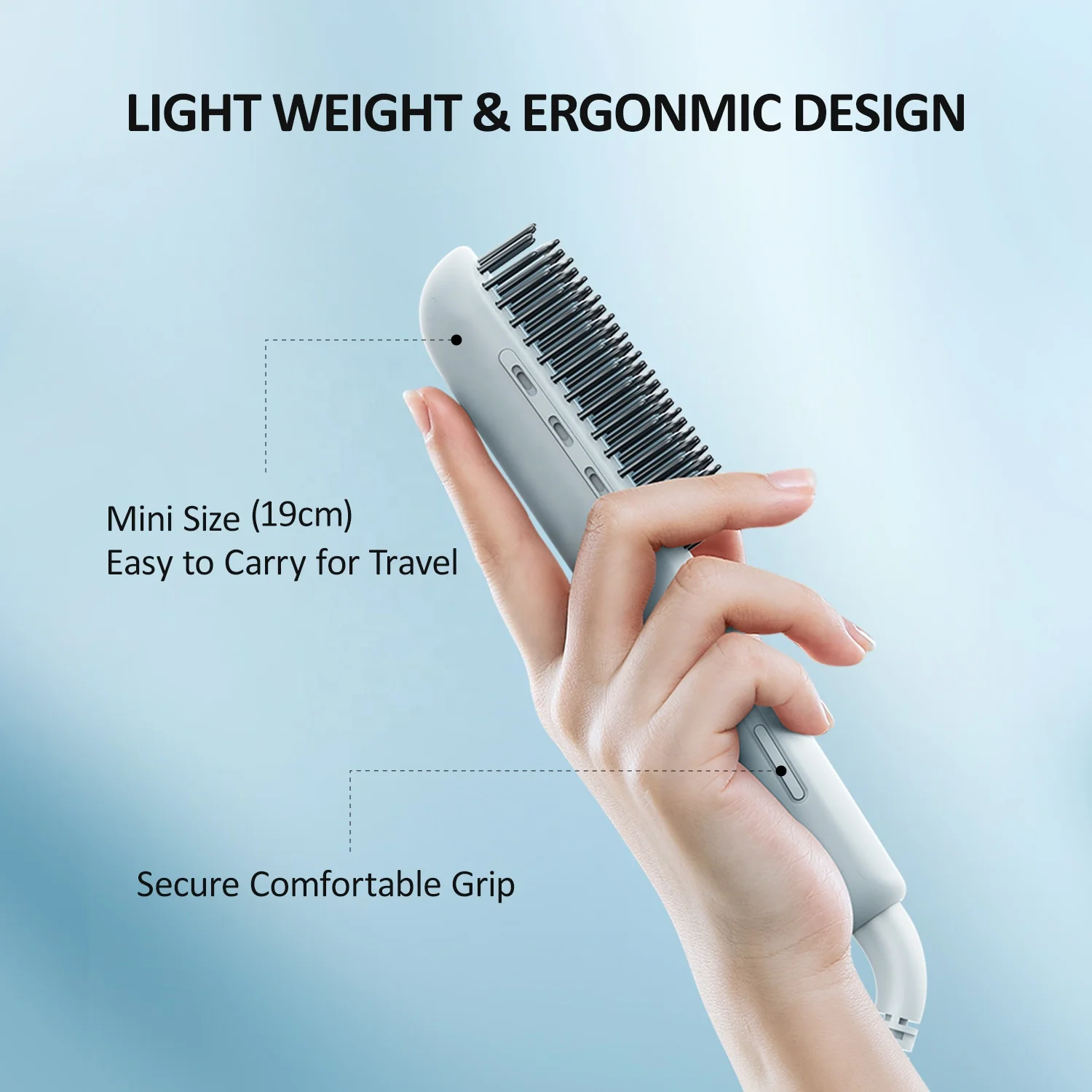 Lena Anti-scald Ionic Mini Ceramic Electric Hair Brush Combs Straightener Portable Hair Straightener Comb for Travel