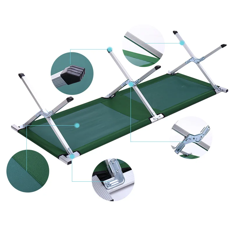 2023 Custom Logo and Design Easy to Setup Iron Portable Folding Catre Camping Bed for Patio Outdoor Sleep