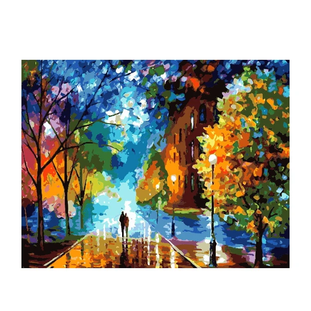 New Design Lovers Abstract trees hand-painted Decorative hanging Painting by numbers Diy Digital Oil Painting with Frame