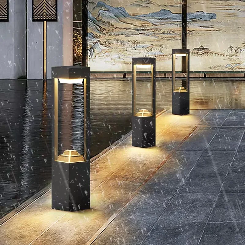 110V 220V Modern IP65 Waterproof Pillar Bollard Lights Outdoor Garden LED Lawn Light For Landscape Pathway