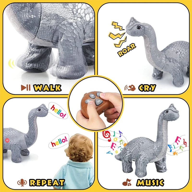 (Only for US customers) TOY Life Simulation RC Stuffed Animals Plush Dinosaur Toys Remote Control Dinosaur for Kids