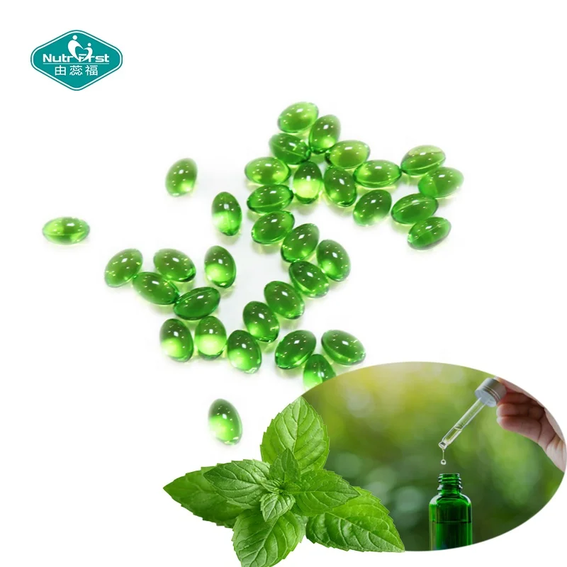 Custom Label Herb Plant Supplements Peppermint Oil Enteric Coated Sofgel Capsules with Bespoke Packing