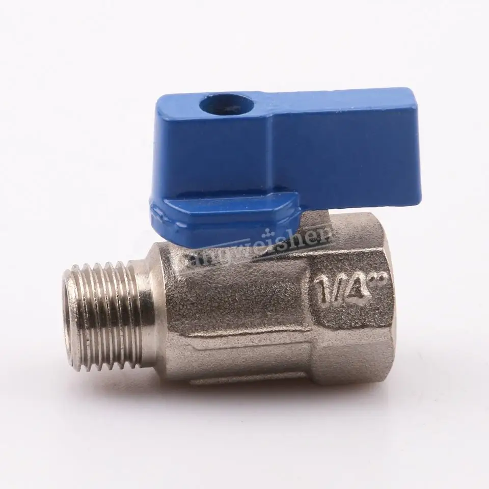 Kangweishen Premium Chrome BSP 1/8 to 1/2 Inch Forged Brass Mini Ball Valve with Plastic Aluminum Butterfly Handle