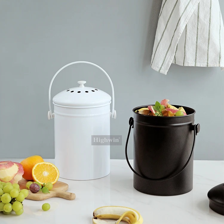 HIGHWIN Stainless Steel Houseware Kitchen Garbage Can Waste Bin with Lid