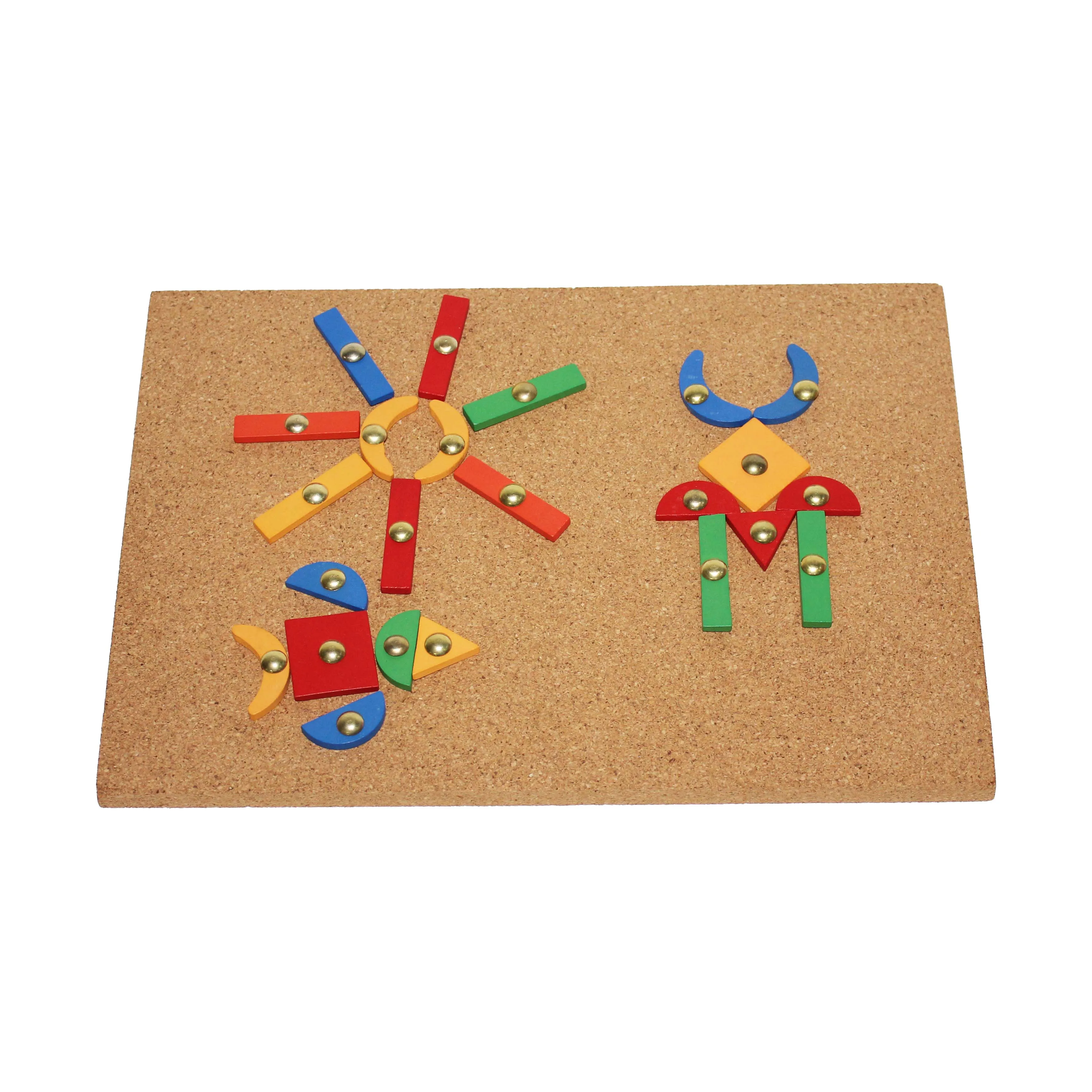 Eco-friendly Cork DIY Game Nail Puzzle Toy with Hammer  Intelligent DIY Gift Assemble Educational Toy for Kids