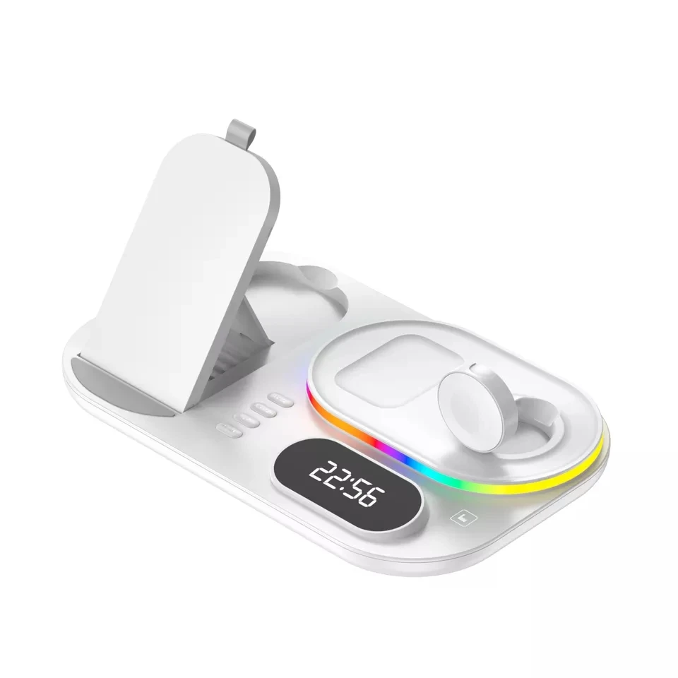 30w Qi RGB Fast 3 in 1 Wireless Charger Atmospheres Light Stand Charging Station For Iphone Phone Iwatch Airpods