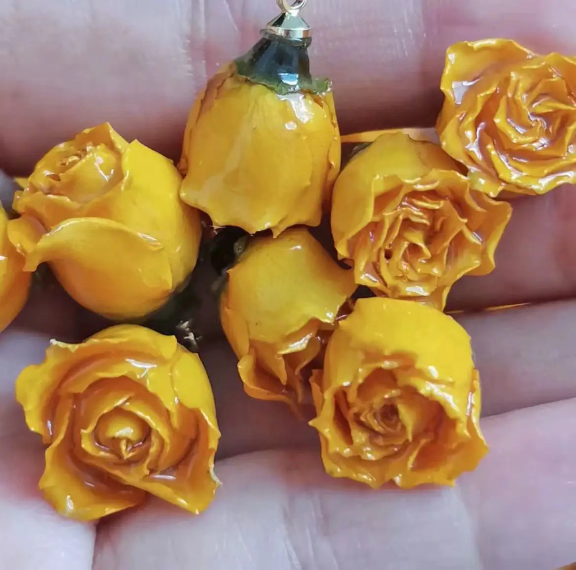 Trendy Dried Flower Drip Glue Flower Pendant 3D True Flower Rose Bead For Diy Earrings Necklace Bracelet Accessories