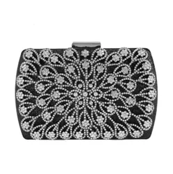 Wholesale evening clutch bags with crystal silver flower evening clutch women bags wedding shiny party bags