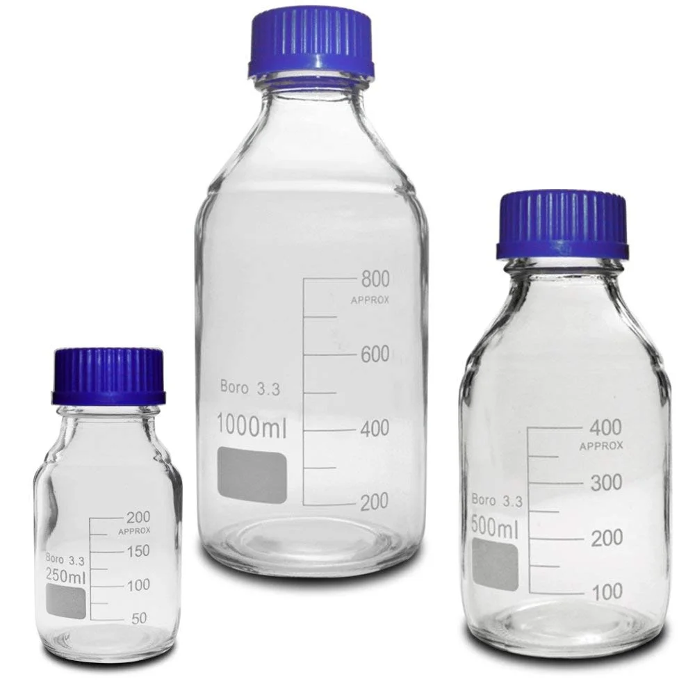 Lab Glasswarewide Clear Reagent Wide Mouth Bottle With Screw Cover