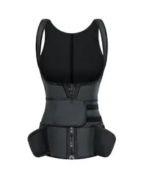 LangQin body shaper vest 2 double belt with hooks design latex Back support waist trainer vest with zipper