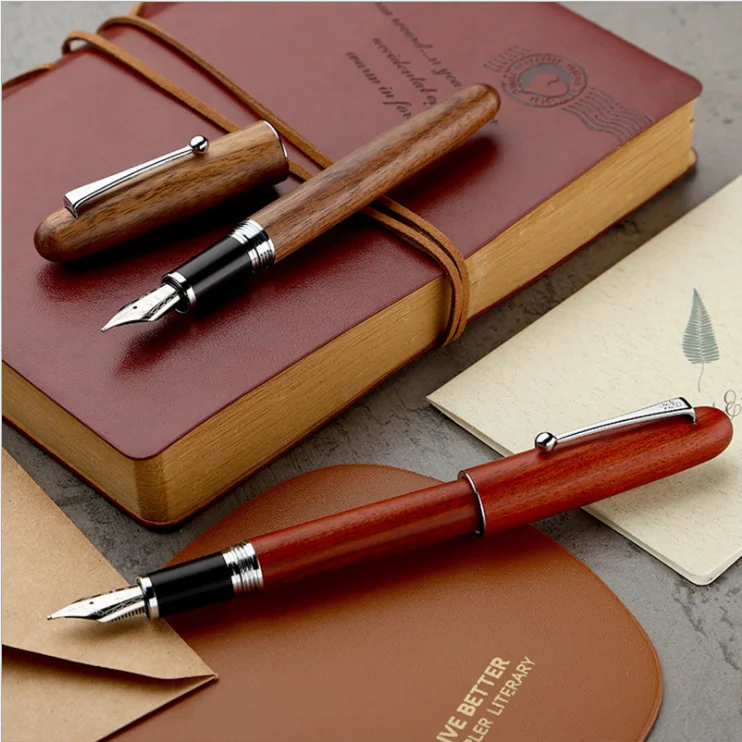 Custom Gift Student Business High Quality Luxury Wooden Pen Antique Rosewood Walnut Wood Fountain Ink with
