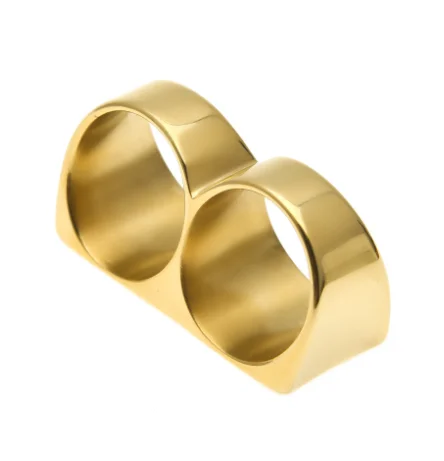 Hip-hop fashionable two-fingers wear punk style new stainless steel Unisex rings with gold sliver rings for party gifts