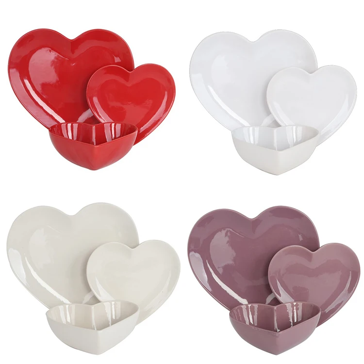 Home.Restaurant.Bar.Hotel.Wedding China dinner tableware solid stoneware heart shape 18pcs ceramic dinnerware set