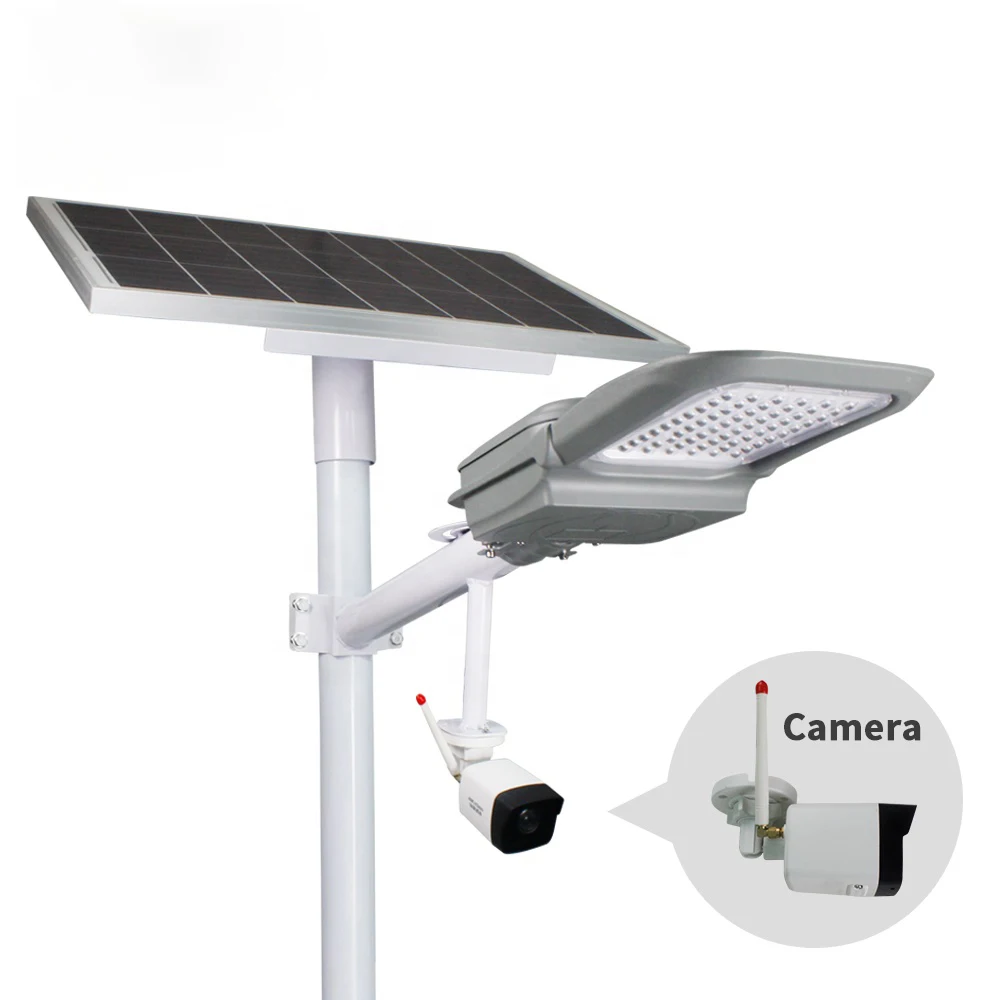 Outdoor Ip65 Aluminum Smart Split Streetlight Led Solar Street Light with camera