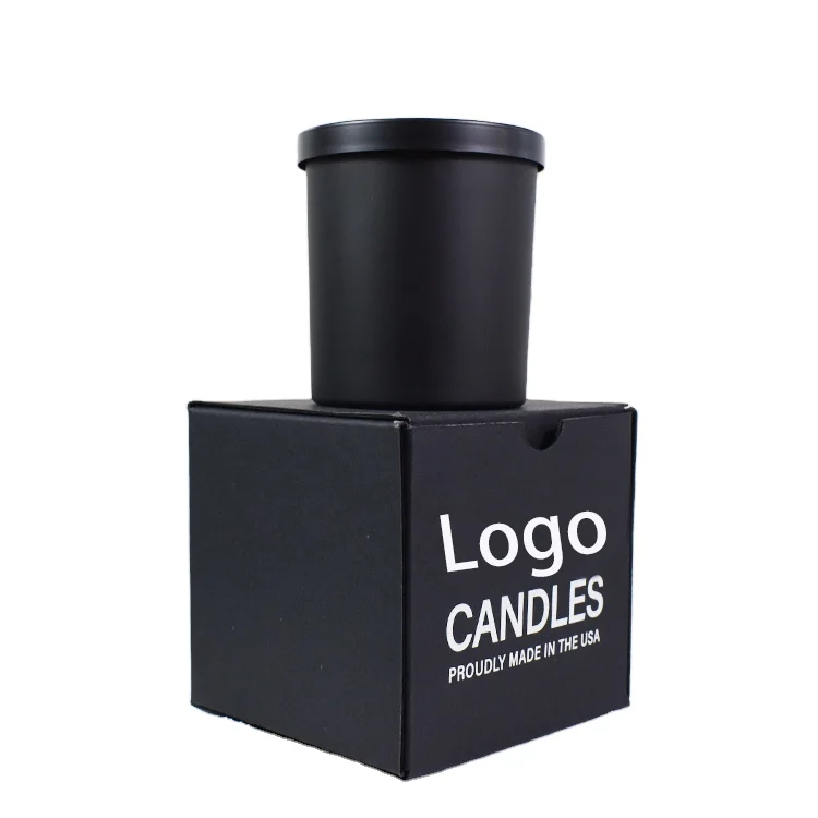 decorated square gift rigid cardboard packaging  boxes for black candle gifts jars with lids and corrugated box