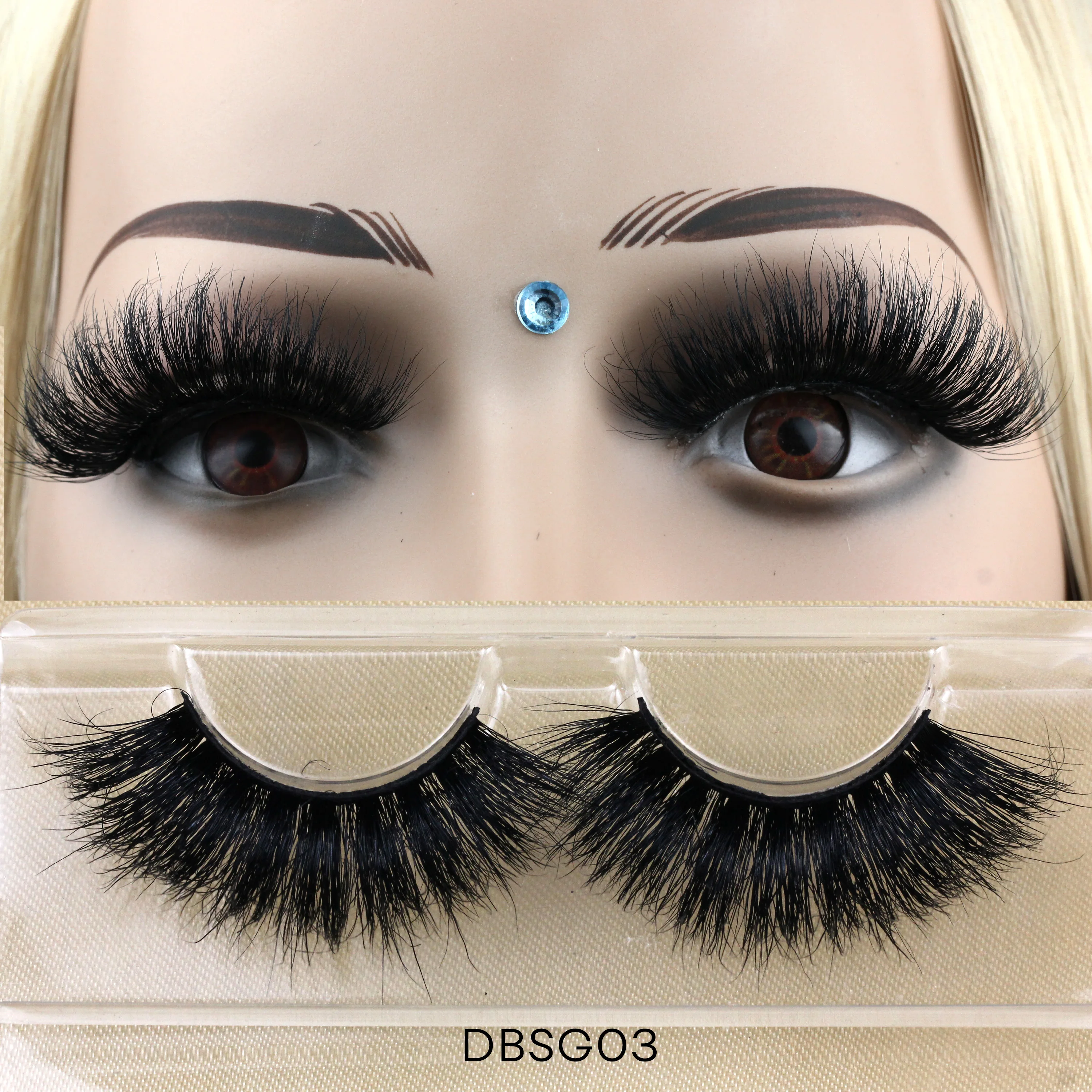 DBSG03 eye lashesh wholesale Vendor 25mm 3D eyelashes Mink Lashes Black Cotton Band 100%Real Mink Soft Strip Lashes