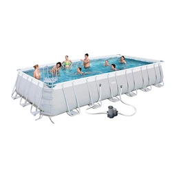 Bestway 56474  24FT  7m Large Rectangular PVC Swimming  Pool Set With Pool  Cover & Safety Ladder & Filter Pump