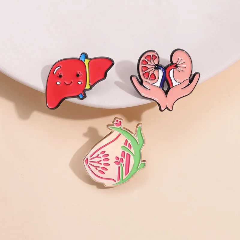 Stock New Medical Anatomy Art Human Lung Medicine Brooch Funny Enamel Pin Organ Brain Heart Decorative Pins