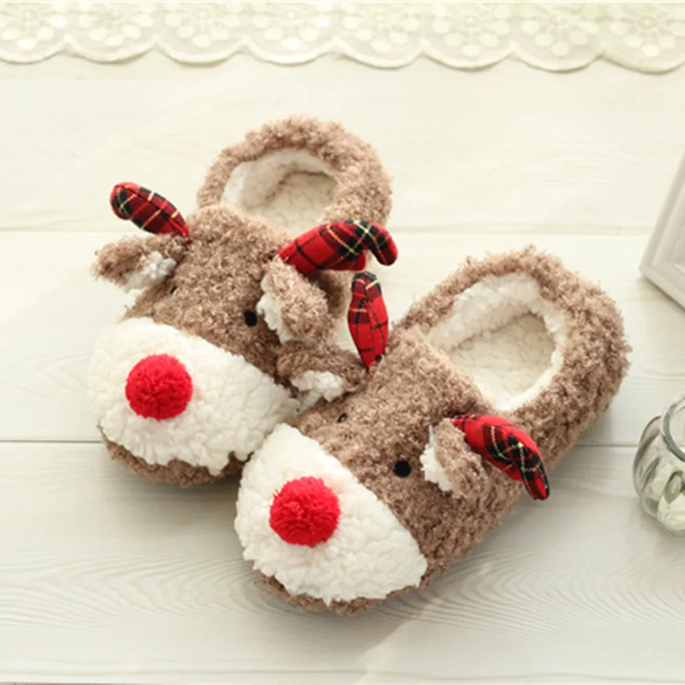 Cuddly christmas slippers for children home christmas reindeer slippers cute reindeer slippers christmas gift