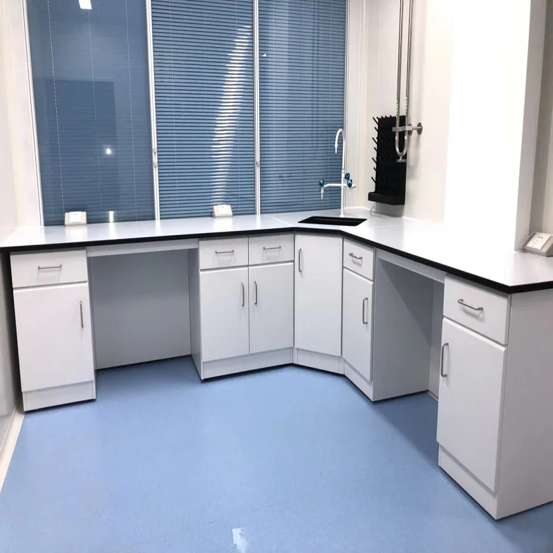 Laboratory  Wall Bench chemical resistant worktop  cold-rolled steel epoxy resin cabinet