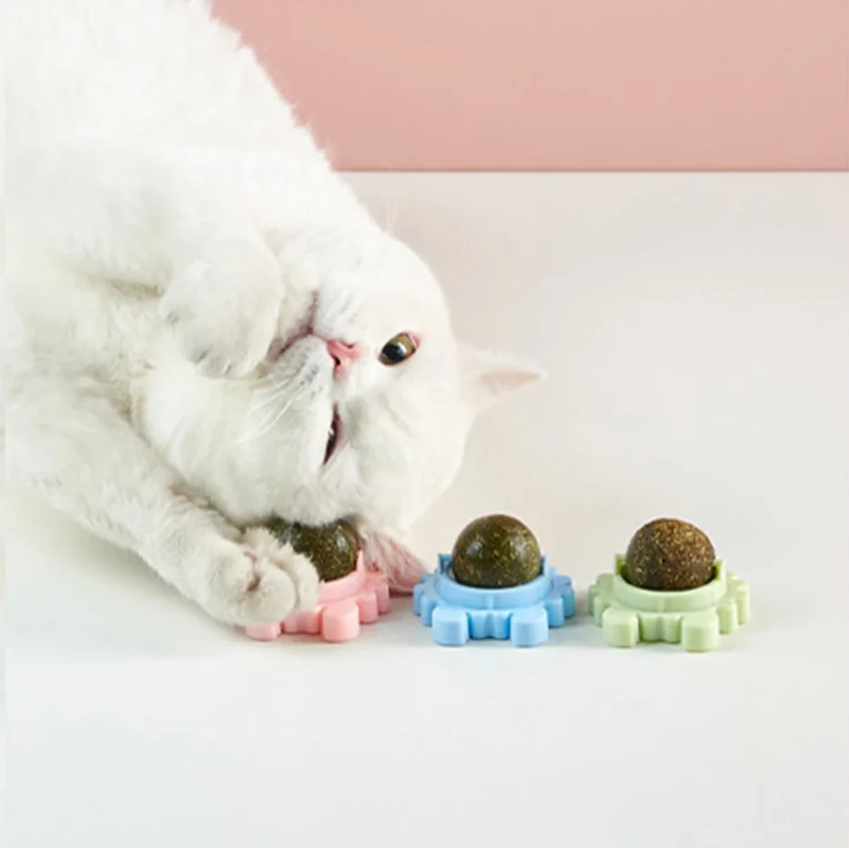 Вращающийся настенный мяч для кошачьей мяты игрушки кошек С Кошачьей Мятой закуска лижущий котенок домашний моляр съедобный Очищающий