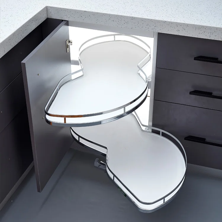 Full pull-out magic corner baskets  with soft closing slides Glass hanging baskets