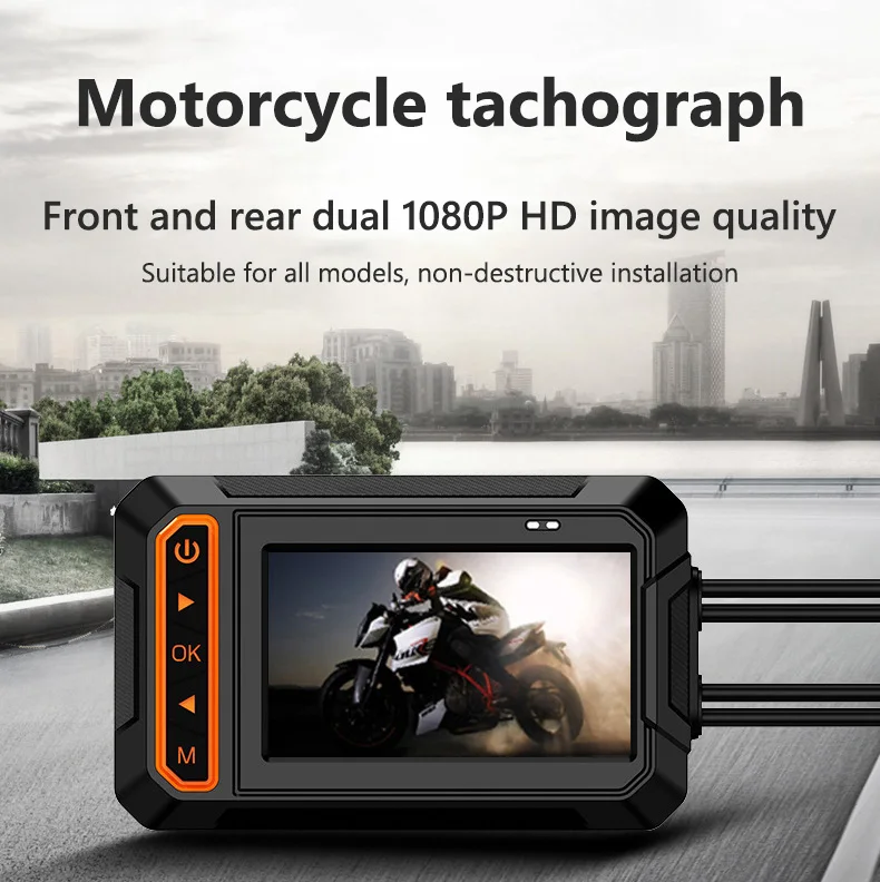 Dual Lens Dash Cam Parking Monitor HD 1080P Motorcycle Video Recorder Front Rear View Motorbike Video Camera G-Sensor IPS Screen