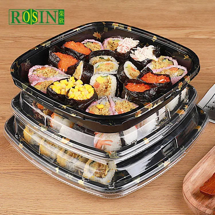 Wholesale Cheap Price Sushi Takeaway Packaging Disposable Food Tray Sushi Container Plastic Sushi Trays WIth Lid