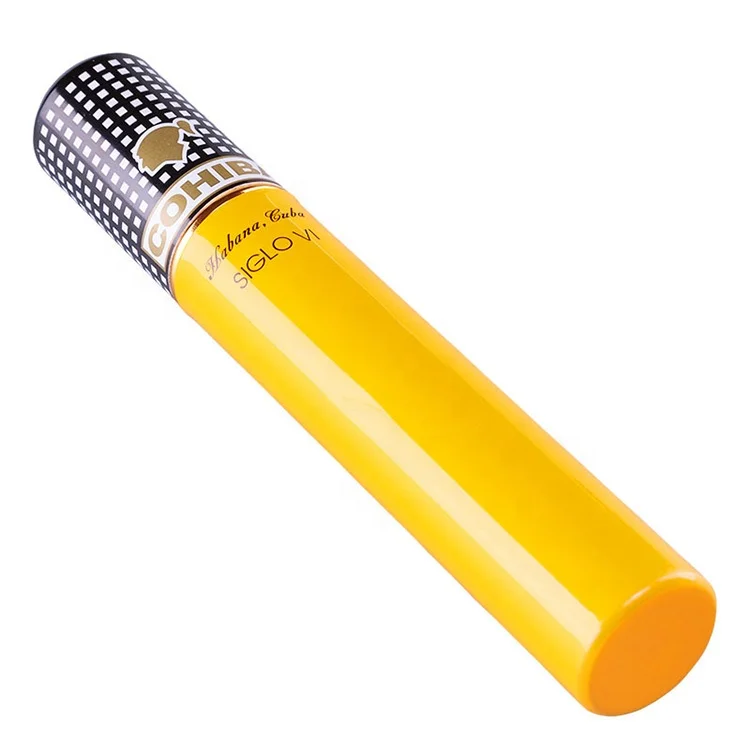 
custom logo printed aluminum cigar tube with screw cap metal packaging 