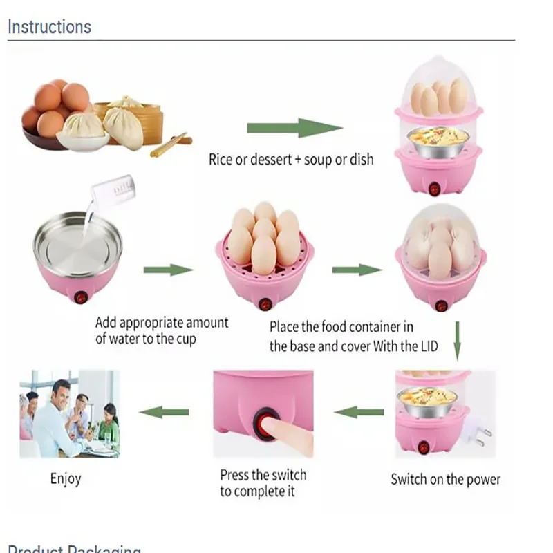 Portable Commercial Automatic Mini Egg Cooker Electric Stainless Steel Boiler Machine Steamer Double Layer Egg Cooker